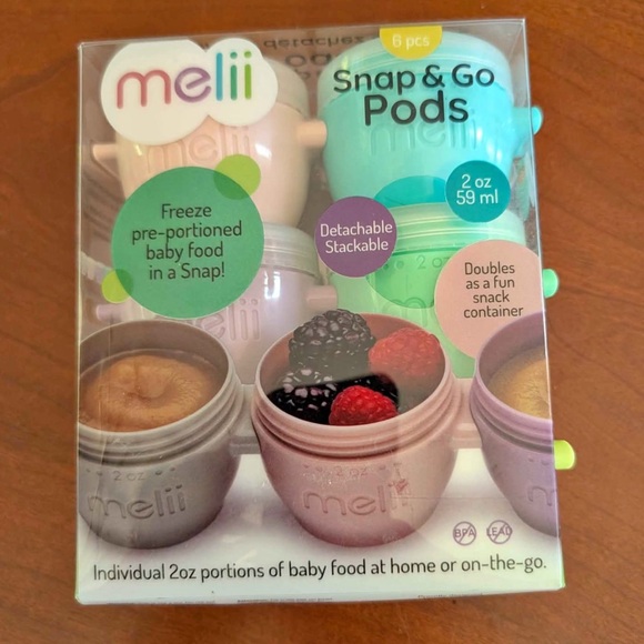 Melii Silicone Snap & Go Pods (4oz)- 4 piece set Multicolor